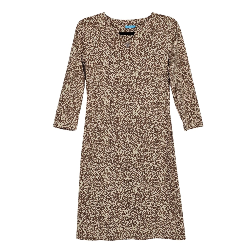 J.McLaughlin Catalina Cloth Sheath Dress S Brown Cream Coastal Animal Print